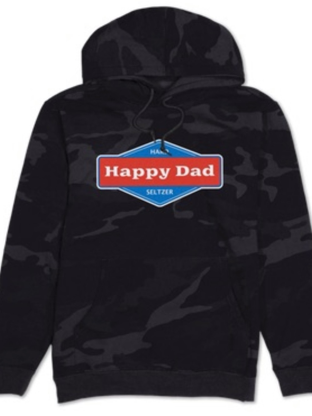 Happy Dad Hoodie Men M Black Camouflage Sweatshirt Drinking Hard Seltzer USA NEW